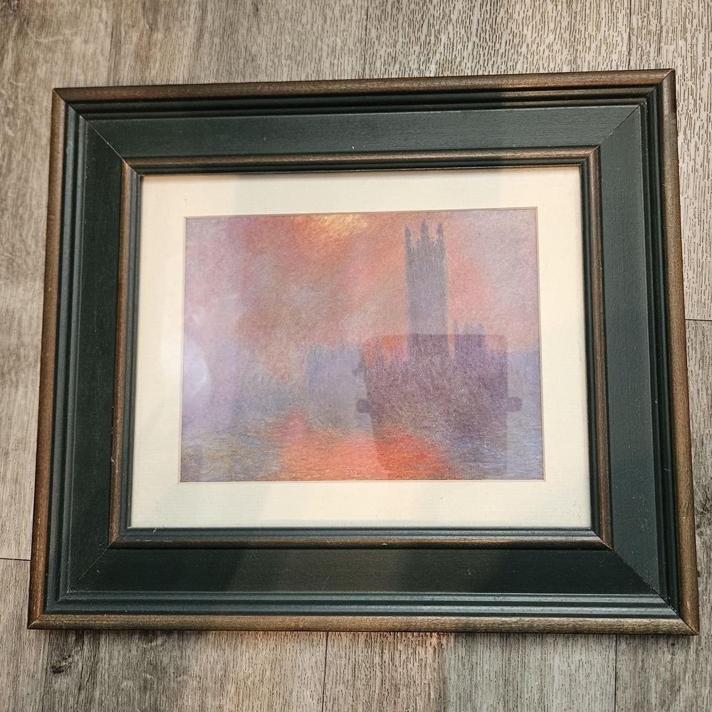Wooden Green frame‎ print Claude Monet Houses of Parliament Sunset 13.5 X 11.5